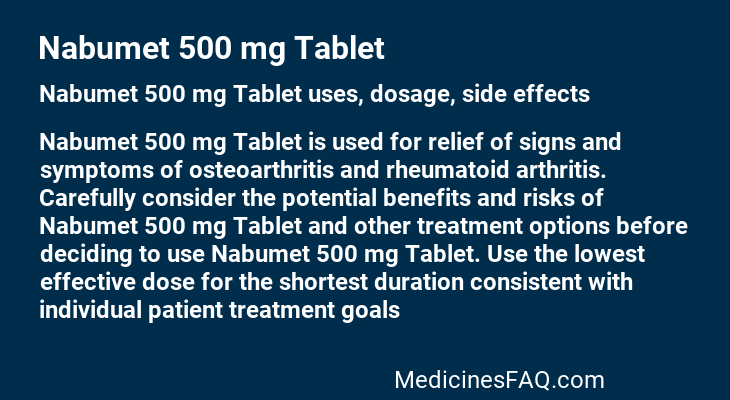 Nabumet 500 mg Tablet