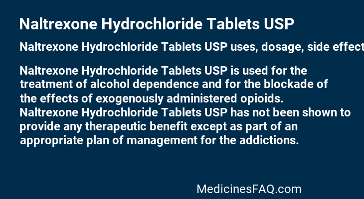 Naltrexone Hydrochloride Tablets USP