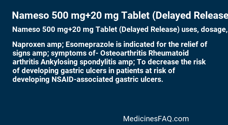 Nameso 500 mg+20 mg Tablet (Delayed Release)