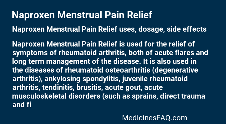Naproxen Menstrual Pain Relief