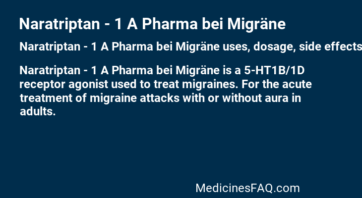 Naratriptan - 1 A Pharma bei Migräne