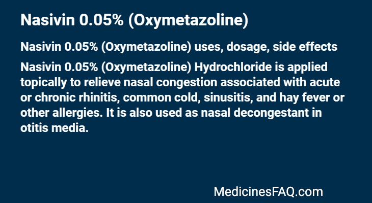 Nasivin 0.05% (Oxymetazoline)