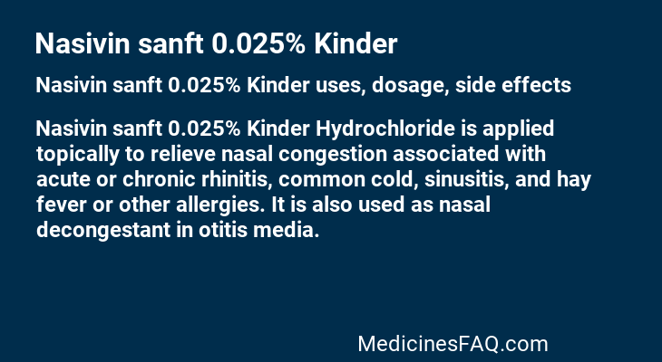 Nasivin sanft 0.025% Kinder