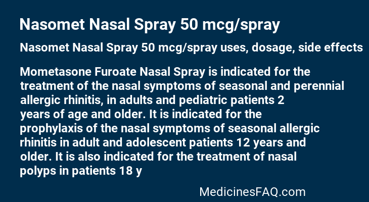 Nasomet Nasal Spray 50 mcg/spray