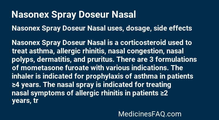 Nasonex Spray Doseur Nasal