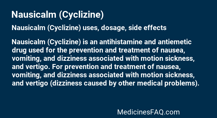 Nausicalm (Cyclizine)