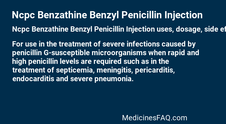 Ncpc Benzathine Benzyl Penicillin Injection
