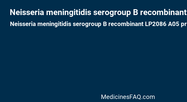 Neisseria meningitidis serogroup B recombinant LP2086 A05 protein variant antigen