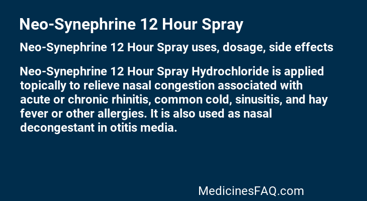 Neo-Synephrine 12 Hour Spray