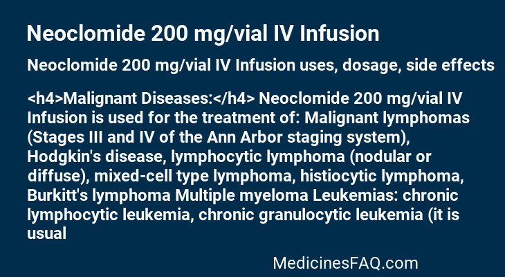 Neoclomide 200 mg/vial IV Infusion