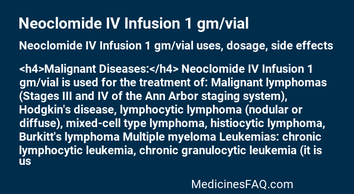 Neoclomide IV Infusion 1 gm/vial