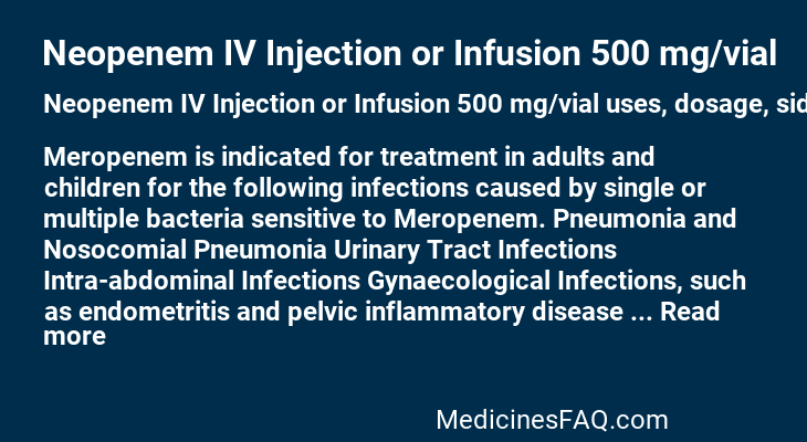 Neopenem IV Injection or Infusion 500 mg/vial