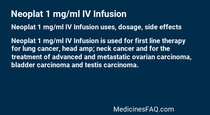 Neoplat 1 mg/ml IV Infusion