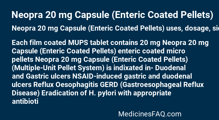 Neopra 20 mg Capsule (Enteric Coated Pellets)