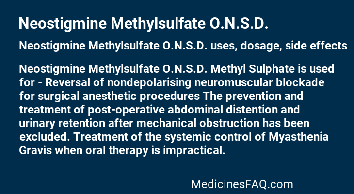 Neostigmine Methylsulfate O.N.S.D.