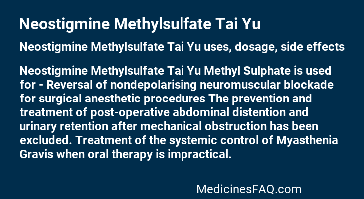 Neostigmine Methylsulfate Tai Yu
