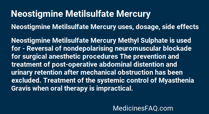 Neostigmine Metilsulfate Mercury