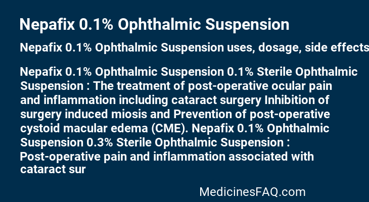 Nepafix 0.1% Ophthalmic Suspension