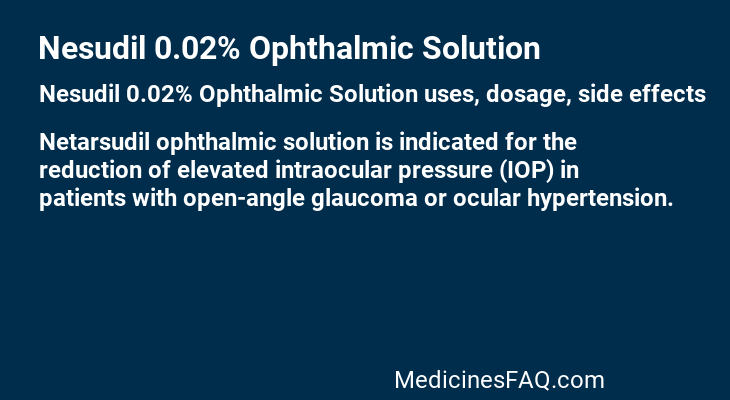 Nesudil 0.02% Ophthalmic Solution