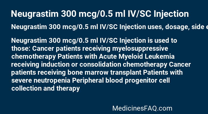 Neugrastim 300 mcg/0.5 ml IV/SC Injection