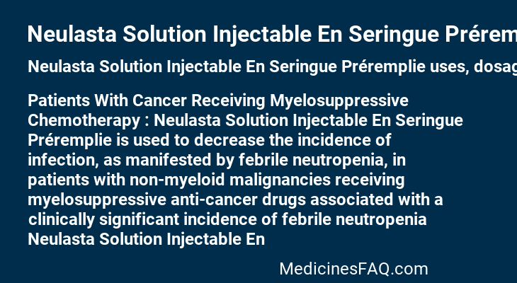 Neulasta Solution Injectable En Seringue Préremplie