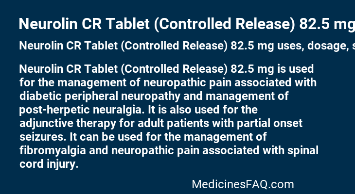 Neurolin CR Tablet (Controlled Release) 82.5 mg