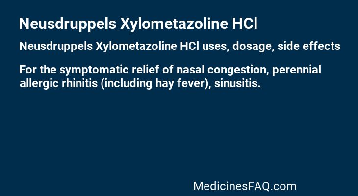 Neusdruppels Xylometazoline HCl