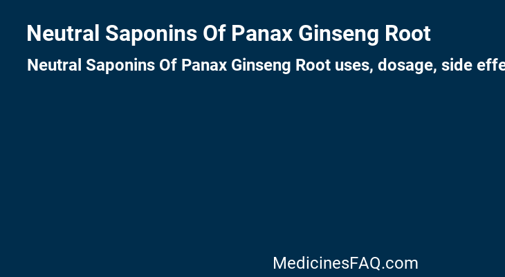 Neutral Saponins Of Panax Ginseng Root