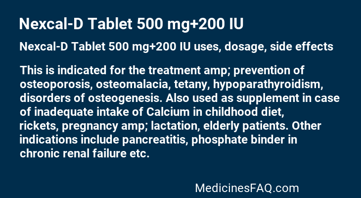 Nexcal-D Tablet 500 mg+200 IU