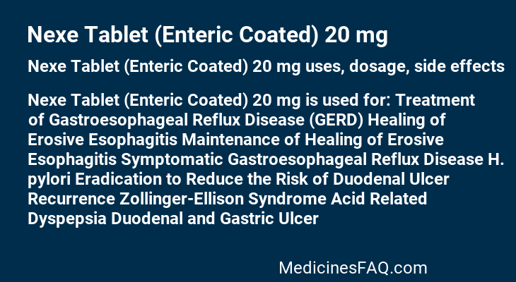 Nexe Tablet (Enteric Coated) 20 mg