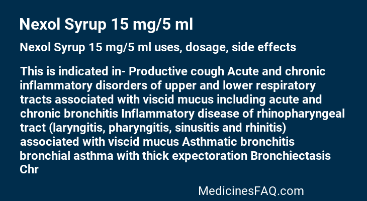 Nexol Syrup 15 mg/5 ml