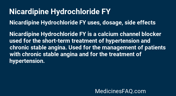Nicardipine Hydrochloride FY