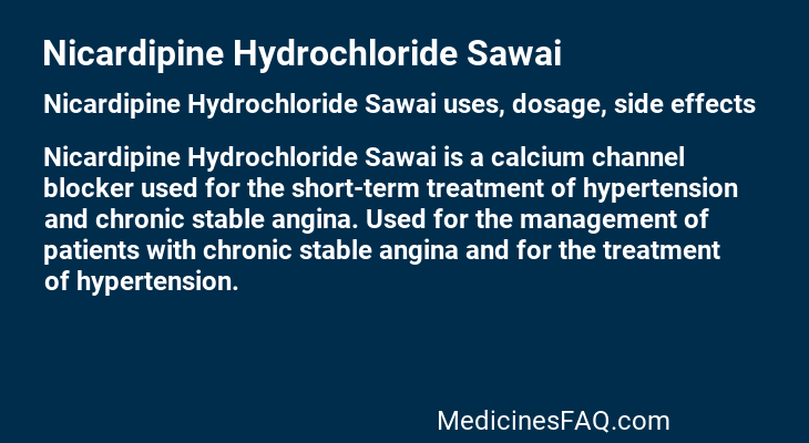 Nicardipine Hydrochloride Sawai