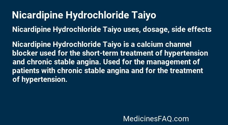 Nicardipine Hydrochloride Taiyo