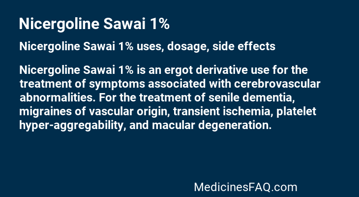 Nicergoline Sawai 1%