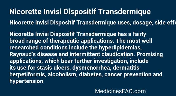 Nicorette Invisi Dispositif Transdermique