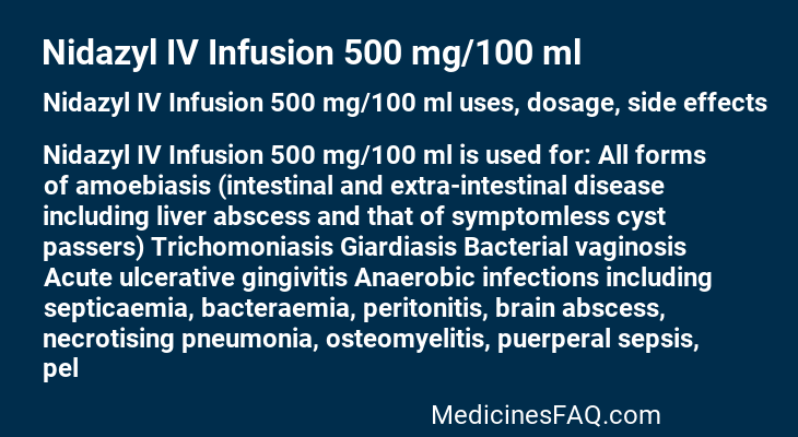 Nidazyl IV Infusion 500 mg/100 ml