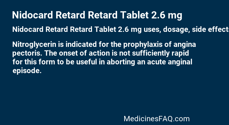 Nidocard Retard Retard Tablet 2.6 mg