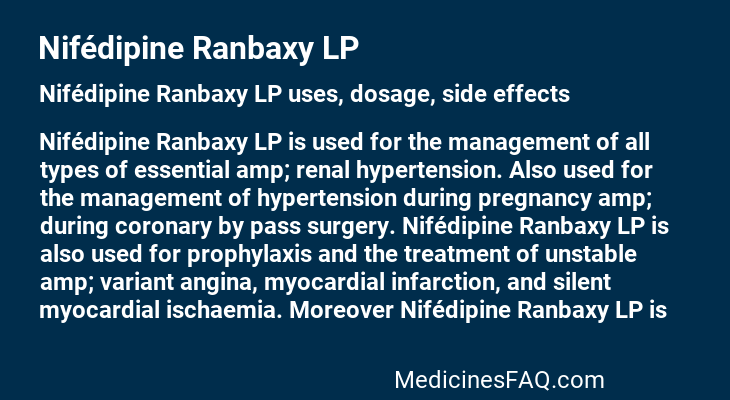 Nifédipine Ranbaxy LP