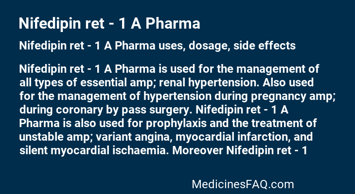 Nifedipin ret - 1 A Pharma