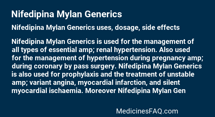 Nifedipina Mylan Generics