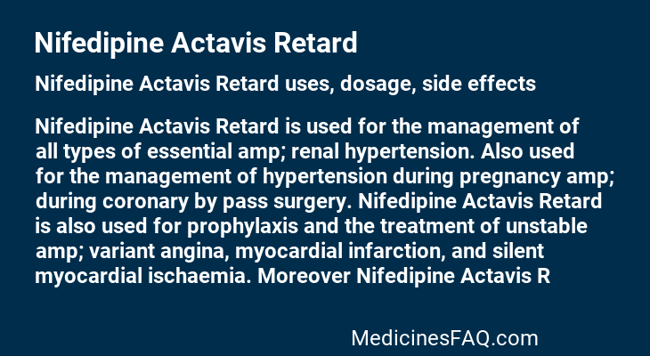 Nifedipine Actavis Retard