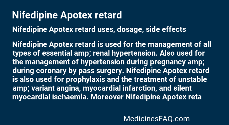 Nifedipine Apotex retard