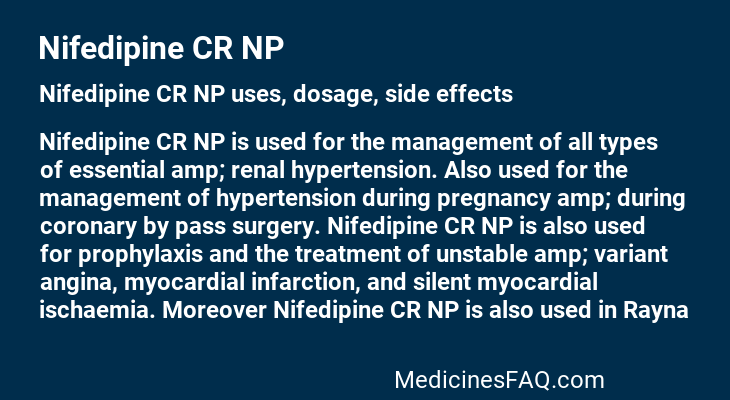 Nifedipine CR NP