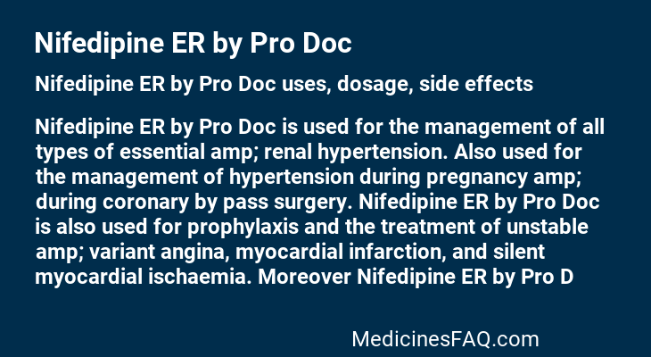 Nifedipine ER by Pro Doc
