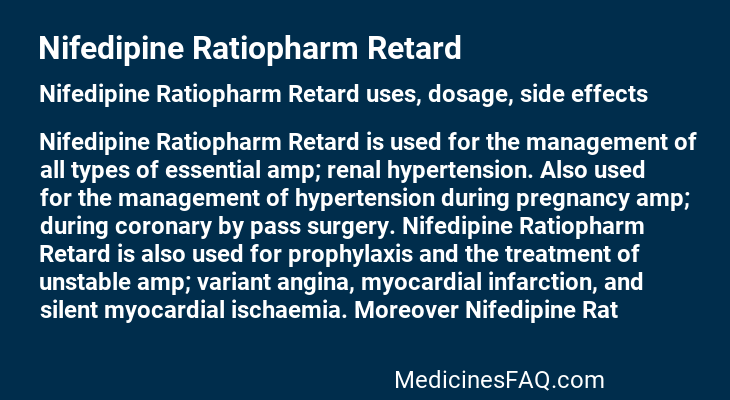 Nifedipine Ratiopharm Retard