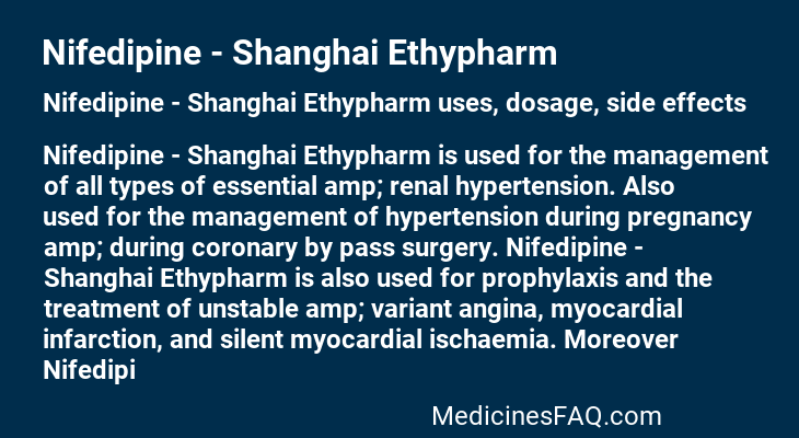 Nifedipine - Shanghai Ethypharm