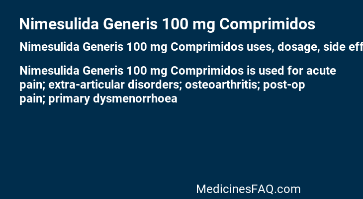 Nimesulida Generis 100 mg Comprimidos