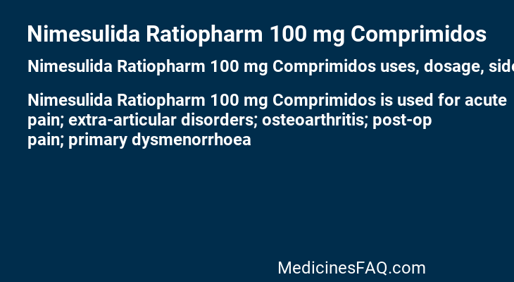 Nimesulida Ratiopharm 100 mg Comprimidos
