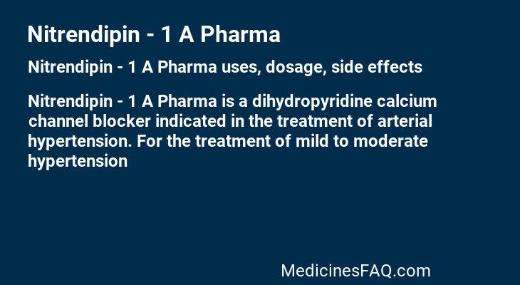 Nitrendipin - 1 A Pharma